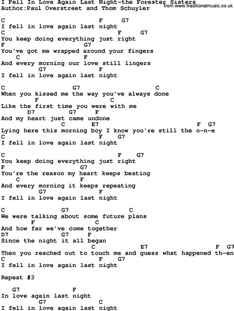 i fell in love again last night lyrics